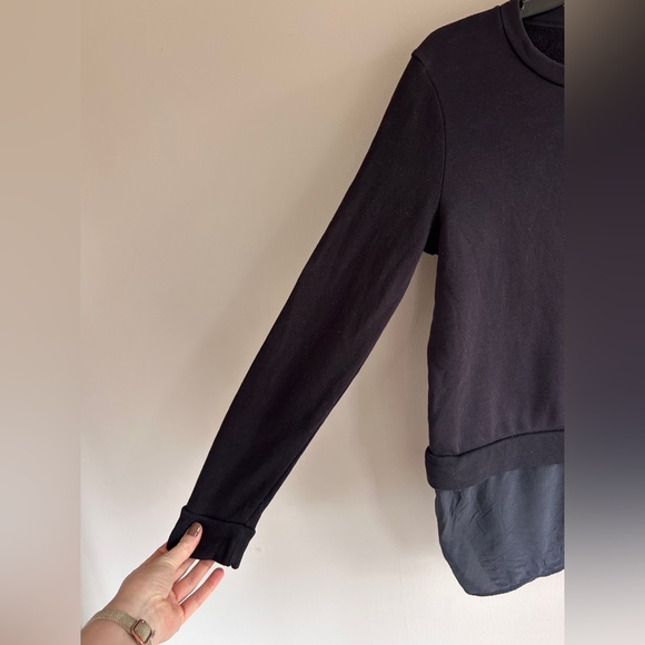 COS Navy Layered Look Tunic Sweatshirt Silk Hem Minimalist Scandi Capsule 90s XS - Picture 4 of 12